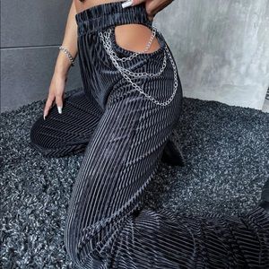 Chain velvet pants